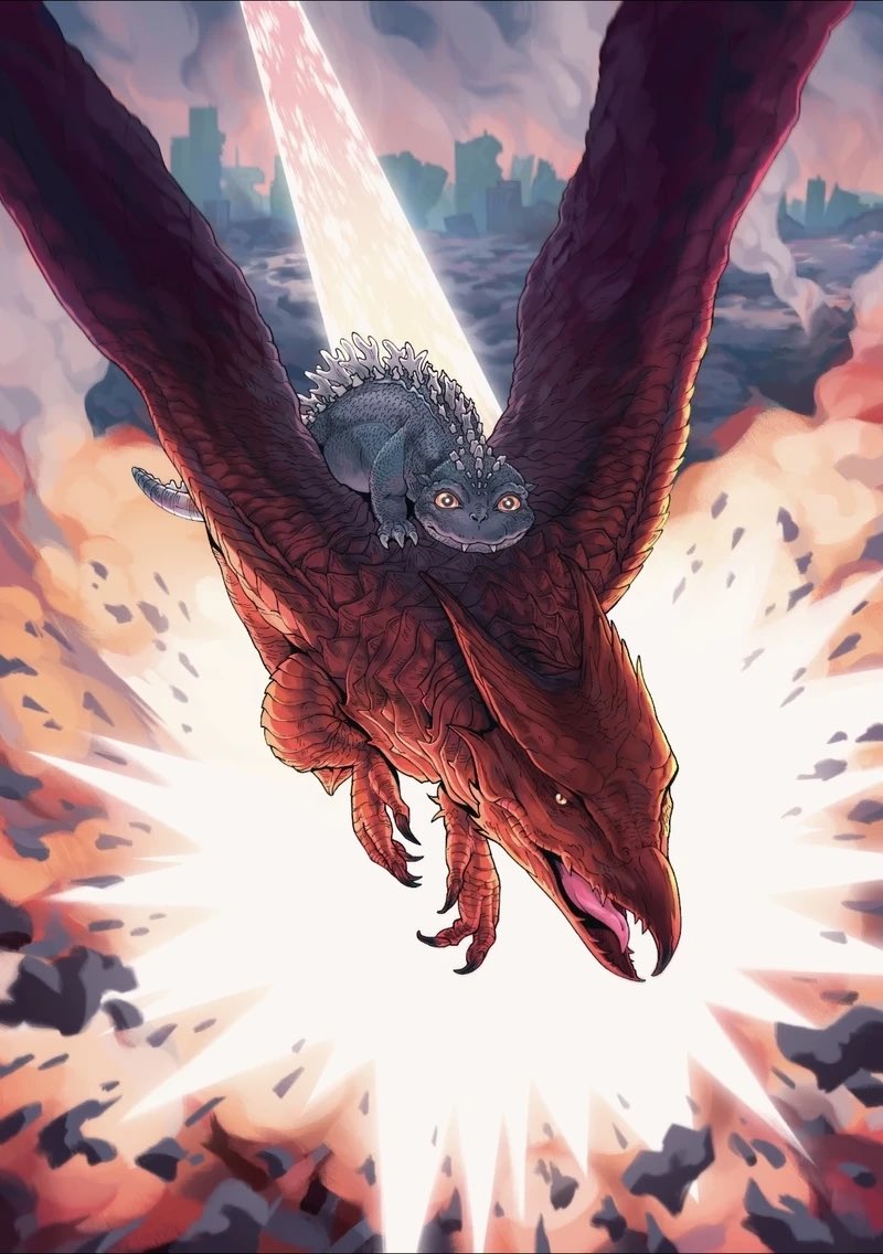 Rodan and Baby Godzilla By Ron Rumkowski #artstation #rodan #BabyGodzilla