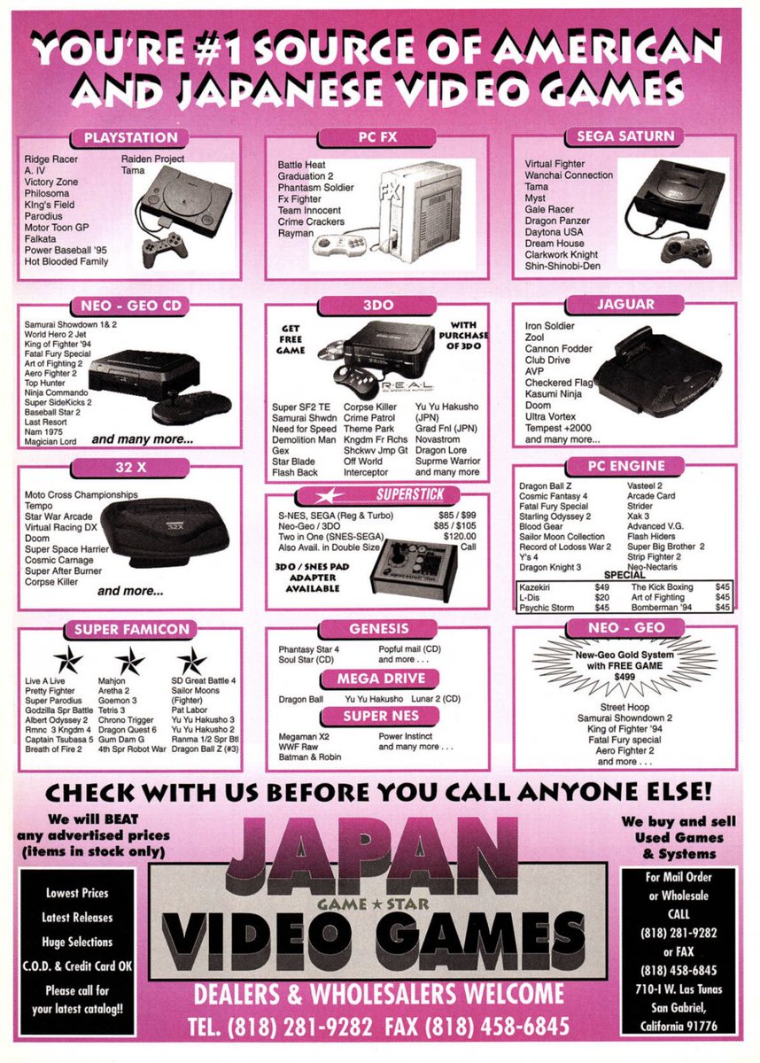 american80s's tweet image. Choose wisely…

90s import gaming 🧐

#Sega #NeoGeo #3DO #PCengine #PSone #Nintendo #90s #RetroGaming ☀️🌴