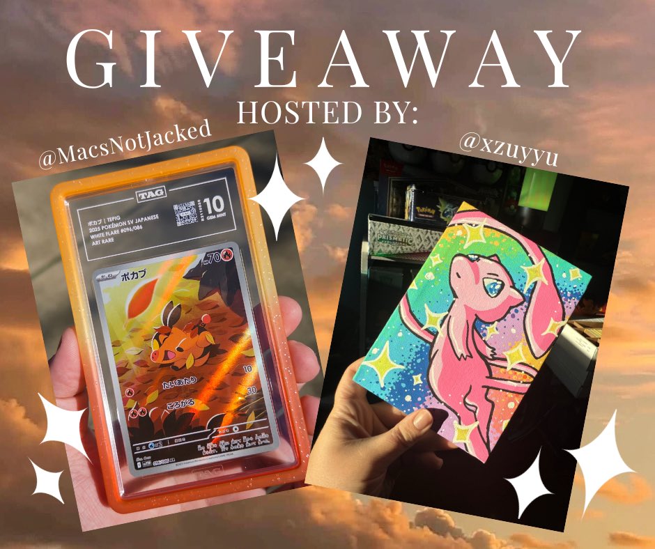 ✨GIVEAWAY✨

Mac and I have teamed up to show yall some appreciation! 

We want to give away to ONE winner, a TAG 10 Japanese Tepig IR, including the Dragonscale guard.. as well as a hand painted piece of Mew! 

TO ENTER: 
❤️ LIKE
↪️ REPOST
➕ FOLLOW <a href="/MacsNotJacked/">Mac’sNotJacked</a> and <a href="/xzuyyu/">haleeeey</a>