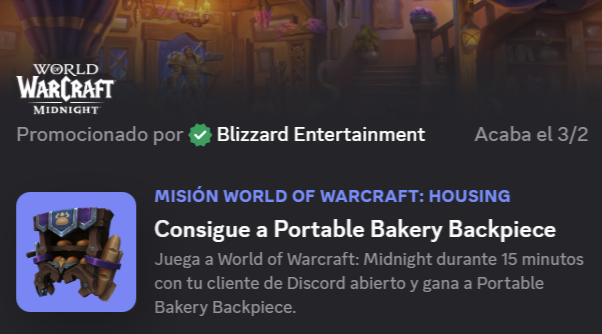 Tenéis en Discord una Misión de World of Warcraft