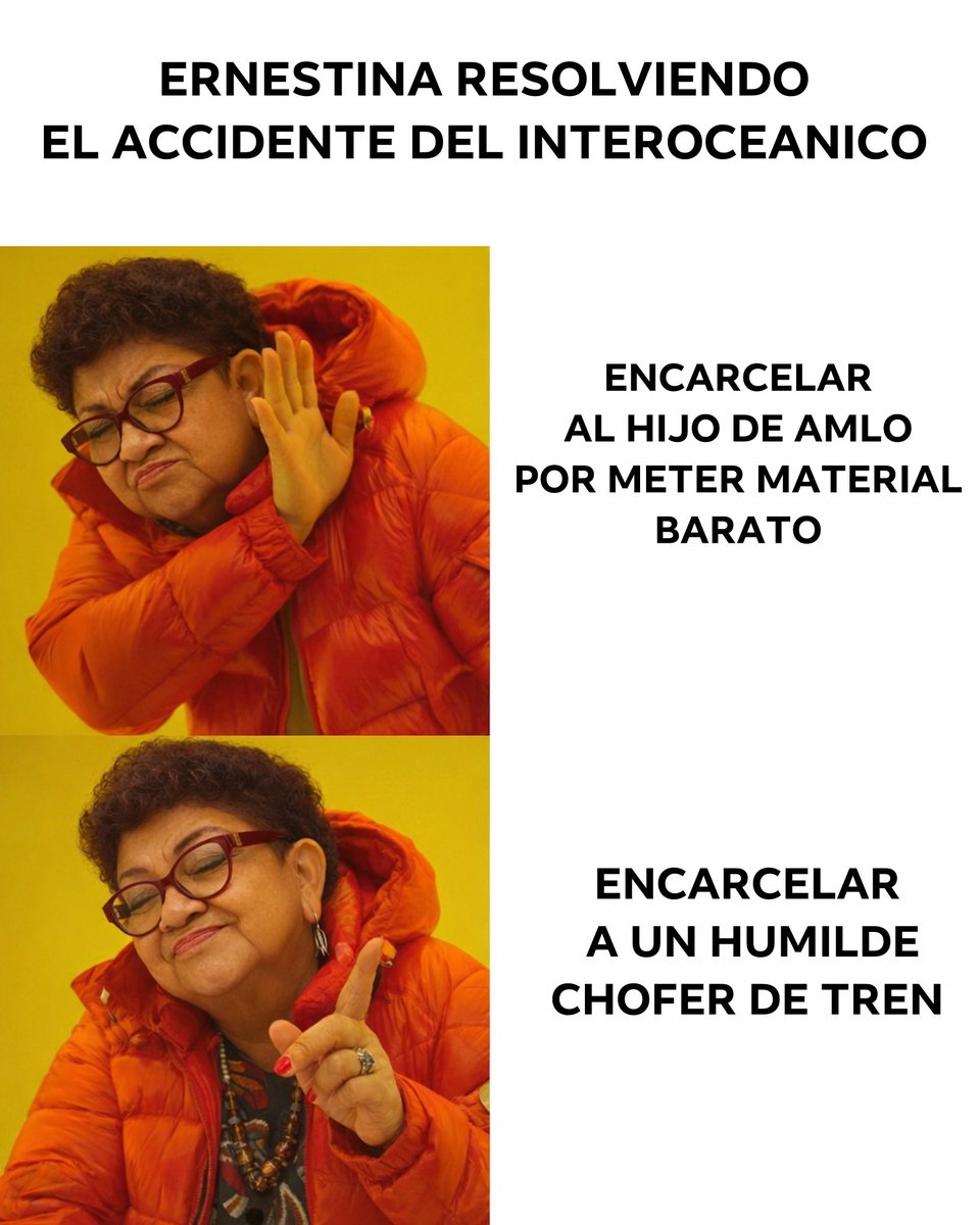 marcelcarrillog's tweet image. Ernestina Godoy ya “resolvió” el accidente del Tren Interoceánico.
No tocar al hijo de AMLO señalado por meter material barato ❌
Culpar al chofer del tren ✅
La Fiscalía General de la República no busca justicia: busca proteger apellidos.
En México, la ley no es pareja. Siempre…