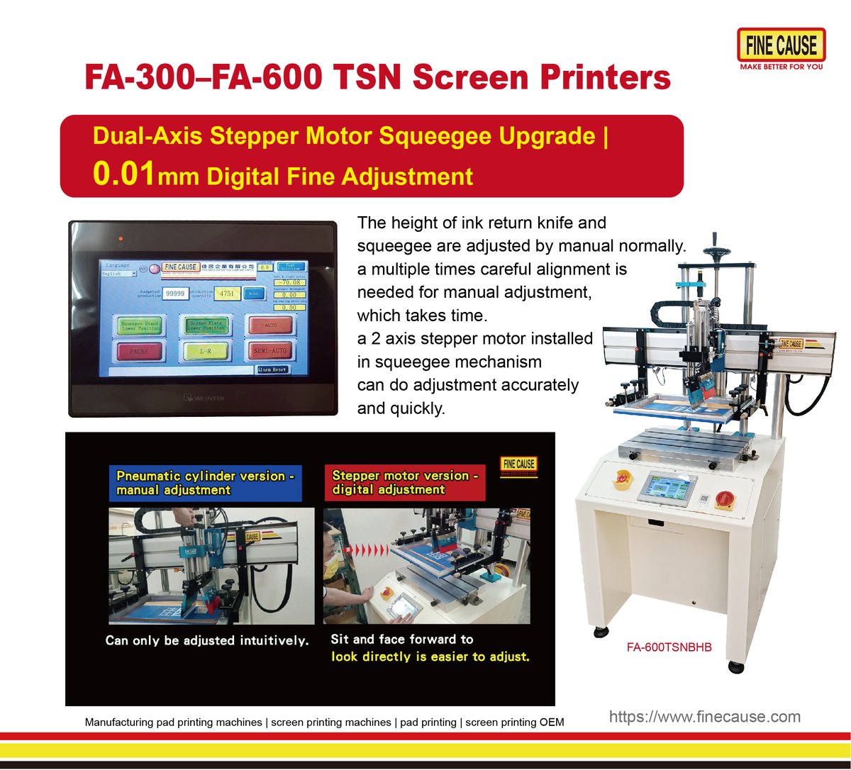 FinecausePrint's tweet photo. 🎯 0.01 mm Precision Adjustment — No More Guesswork in Screen Printing Registration!
FA-300–FA-600 Dual-Axis Stepper Motor Squeegee Screen Printer
https://t.co/ApyND2OoL9

#ScreenPrinter
#ScreenPrintingMachine
#ScreenPrinting https://t.co/hjKBINA6cj