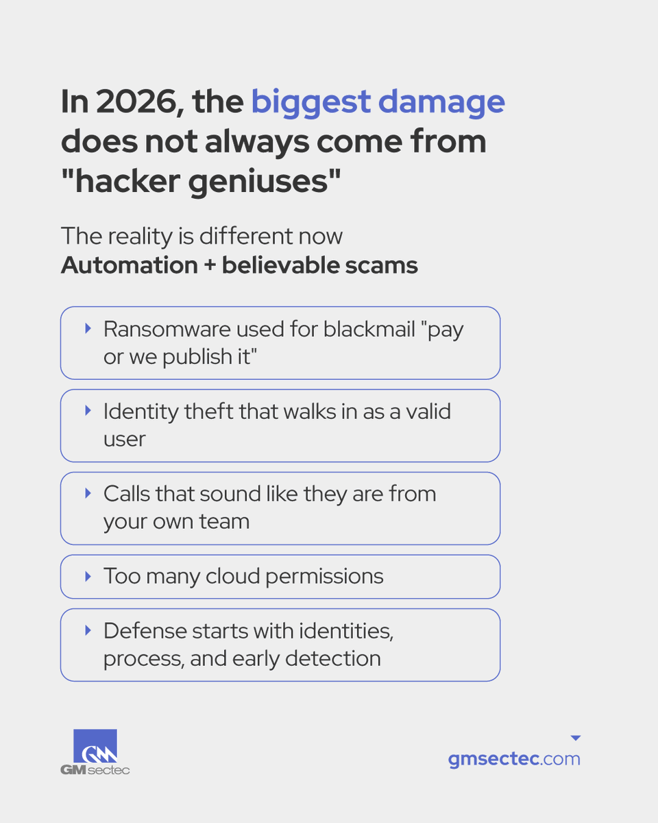 🚨 In 2026, they can hurt you without making much noise. Sometimes they just take advantage of access and configurations that already exist.

#Ransomware #SocialEngineering #IdentitySecurity
