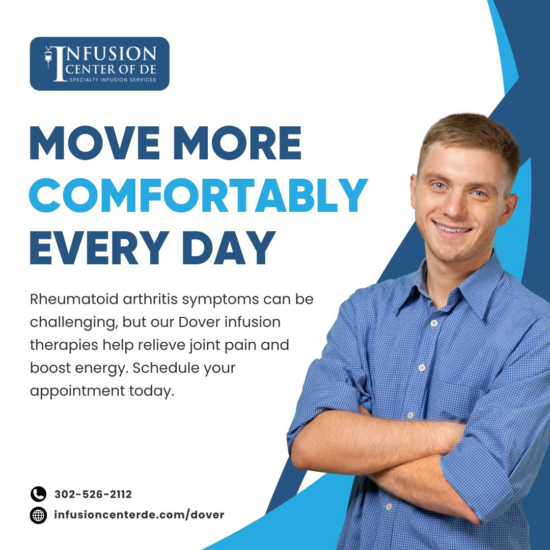 InfusionDover's tweet photo. Move easier. Feel stronger. Live better—with infusion care designed for comfort and progress.

📍 260 Beiser Blvd STE 201, Dover, DE 19904
🌐https://t.co/DnwvwSYkS4 |☎️302-526-2112

#InfusionTherapy #ArthritisCare #DelawareHealth #PainRelief #WellnessCare https://t.co/Pl8lr0cUSA