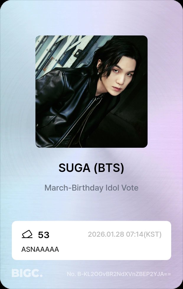 withmysoulna_'s tweet photo. BIGC - March Birthday Vote
Tunjukkan punyamu gengs.
Walaupun punyaku dikit๐ญ gapapa gunjing aja
Wkkw
#Yoongis2026BirthdayVote
#SUGA #AgustD #์๊ฐ #BTSSUG https://t.co/UF1hcXNtY1