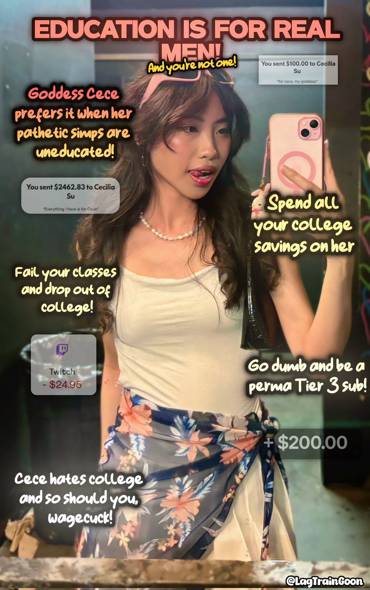 College isn't for you. Drop out for Cece, you porn brained simp! 

♡

#Ceceism
#cecefps 
#findom