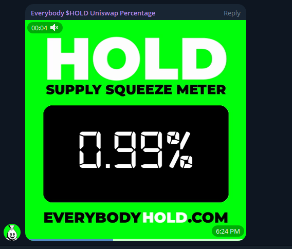 We just broke below 1% of our available supply left to purchase by retail on the open market.

992M tokens left is a small $220K left!

Congratulations to our $HOLD community! We will see fireworks when we reach below 0.3%!!!!