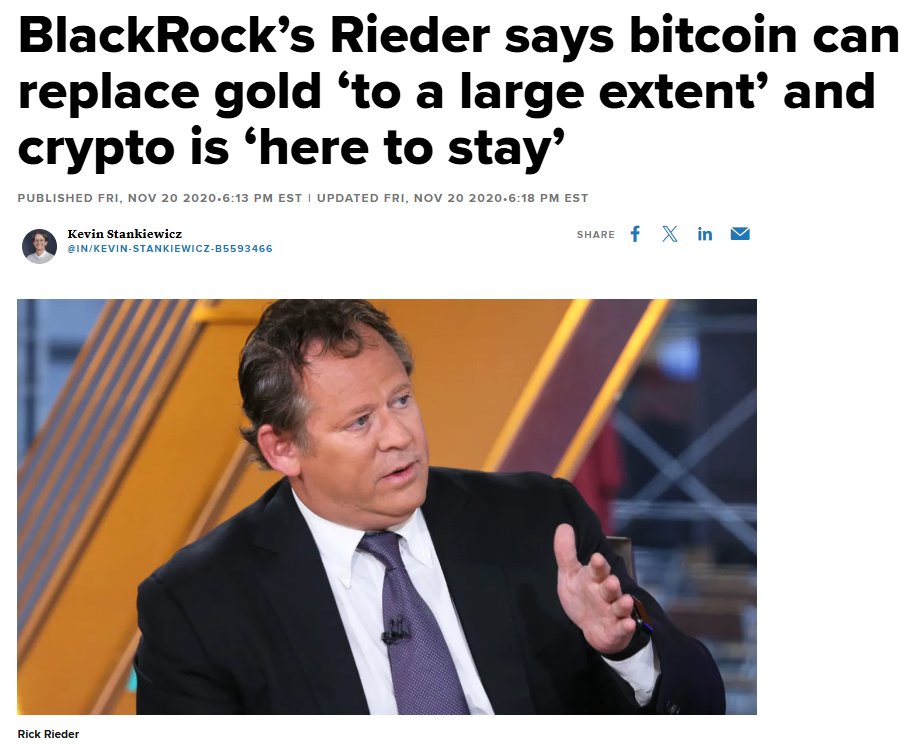 Rick Rieder is now viewed as the most likely pick to replace Powell.

Rieder not only wants to cut rates while the markets and economy are doing well, but is also pro-crypto.

As far aback as 2020, he was predicting that BTC could replace gold "to a large extent".