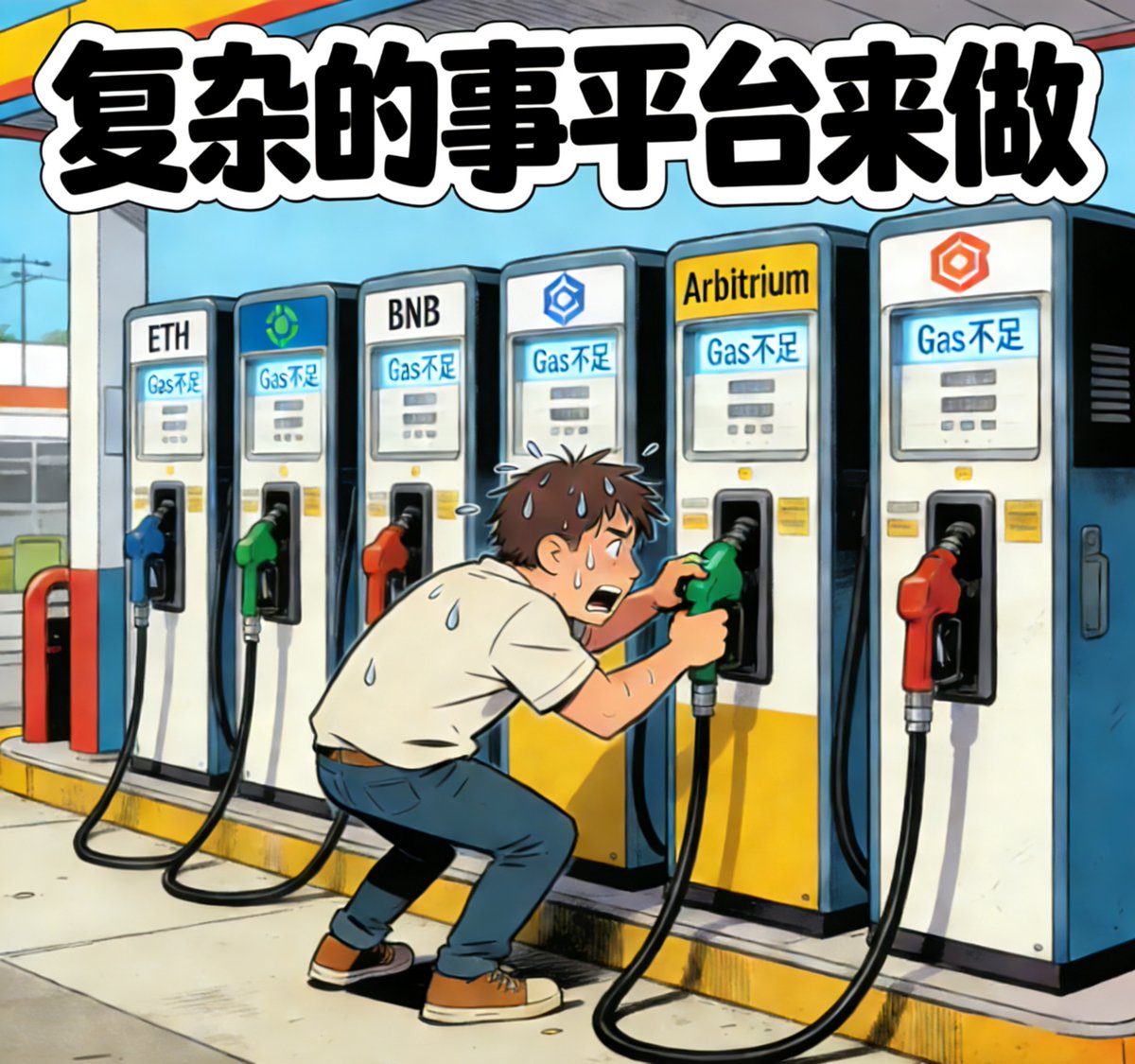 昨天我们上了个很实用的功能：Gas 加油站。
简单一句话：以后不用再为每条链单独准备 Gas 了。

对多数玩家跨链最烦的就是：
ETH 有了，结果 BNB 不够；
要转 Arbitrum，还得先搞点 ETH 当 Gas，环节颇多。

Gas加油站帮你解决这个大麻烦，你用 USDT、GT、ETH