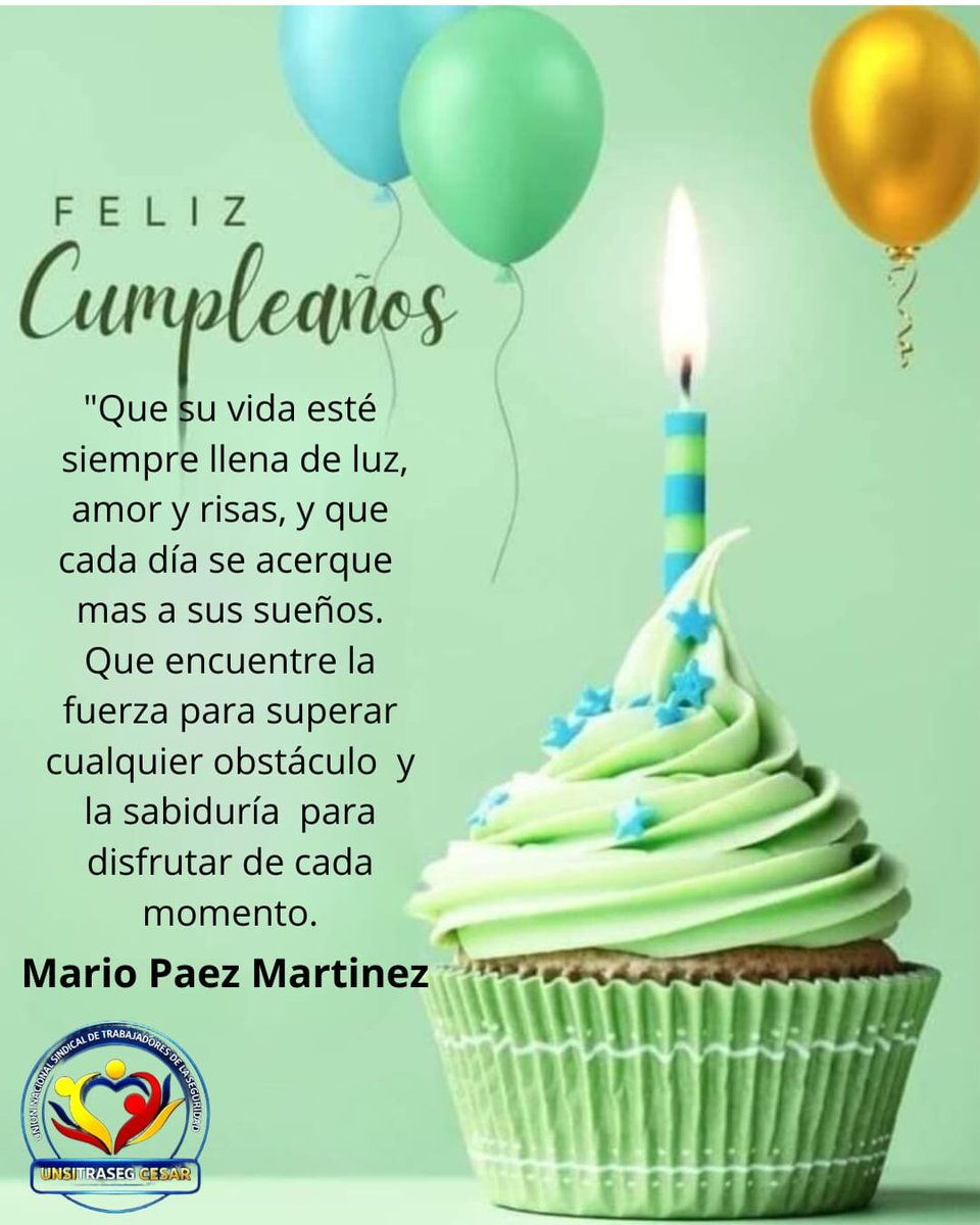 Mario Páez  Martínez Felicidades en su día de cumpleaños, que Dios derrame muchas bendiciones sobre ustede y sus familia, y le permita seguir cumpliendo muchos años más de vida... Mil felicidades. UNSITRASEG CESAR
