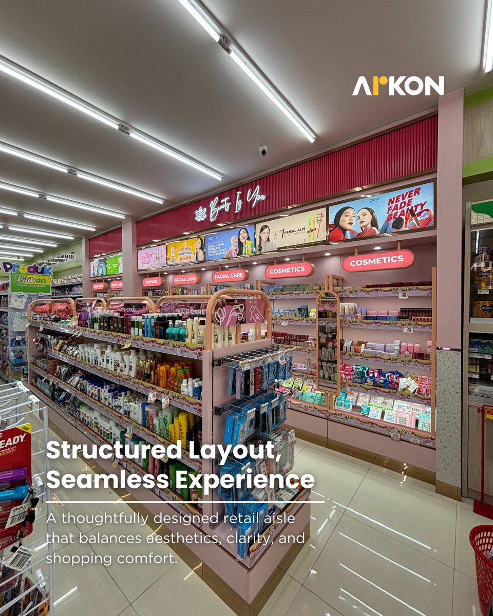 arkon_id's tweet image. Good retail design makes every aisle feel intuitive.

#Arkon #RetailInterior #CosmeticsDisplay #StoreDesign