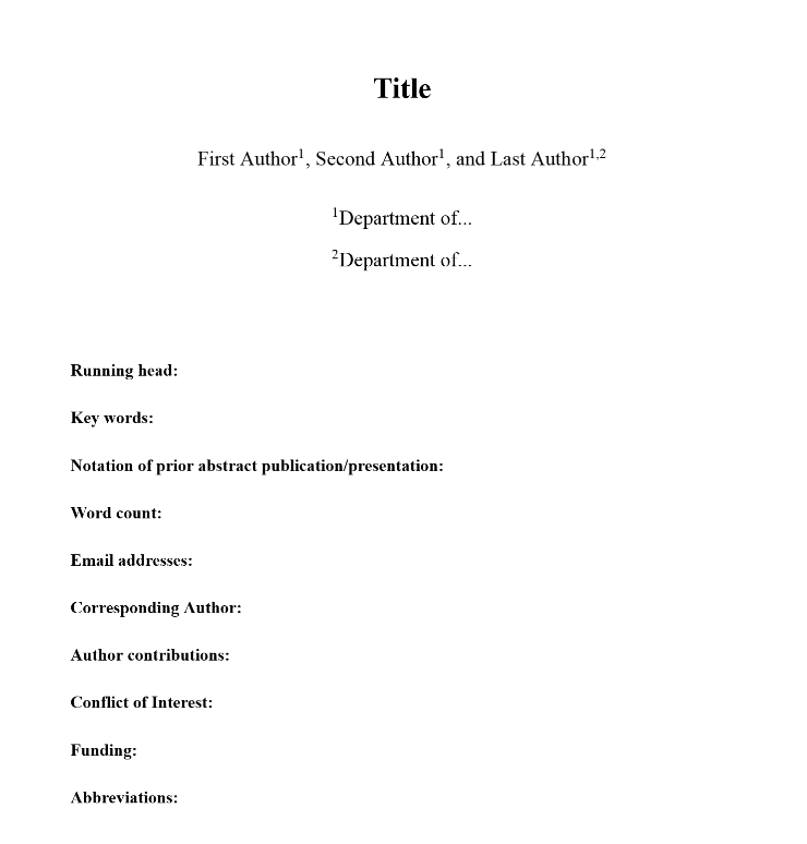 ai_biostat's tweet photo. Prismで医学論文を書くためのテンプレートを作成しました。

「Prismで論文書いてみるぞ」と思ってもLaTeXに慣れてない人は最初「なにこれ？」となるはずです。

そんなときは、新規プロジェクト内の初期ファイル (main.tex) を以下の内容にすべて書き換えてください。章立てはSTROBE準拠です👉

---以下をコピぺして使う---

% !TEX program = xelatex
\documentclass[12pt]{article}

\usepackage[margin=1in]{geometry}
\usepackage{setspace}
\doublespacing

\usepackage{fontspec}
\setmainfont{Times New Roman}

\usepackage{authblk}
\usepackage{hyperref}
\usepackage{enumitem}
\usepackage{abstract}
\setlength{\absleftindent}{0pt}
\setlength{\absrightindent}{0pt}
\renewcommand{\absnamepos}{flushleft}

% --- Optional: citations (use if you have a .bib file) ---
% \usepackage[numbers]{natbib}

% -------------------- Metadata helpers --------------------
\newcommand{\RunningHead}{}
\newcommand{\KeyWords}{}
\newcommand{\PriorPresentation}{}
\newcommand{\WordCount}{}

% -------------------- Title & authors --------------------
\title{\textbf{Title}}
% Use numeric affiliation markers like the sample (1,2,...) via authblk:
\author[1]{First Author}
\author[1]{Second Author}
\author[1,2]{Last Author}

\affil[1]{Department of...}
\affil[2]{Department of...}

\date{} % leave blank

\begin{document}

% =========================================================
% Title page block (journal-style)
% =========================================================
\begin{titlepage}
\maketitle

\vspace{0.8em}
\noindent\textbf{Running head:} \RunningHead

\vspace{0.8em}
\noindent\textbf{Key words:} \KeyWords

\vspace{0.8em}
\noindent\textbf{Notation of prior abstract publication/presentation:} \PriorPresentation

\vspace{0.8em}
\noindent\textbf{Word count:} \WordCount

\vspace{0.8em}
\noindent\textbf{Email addresses:}

\vspace{0.8em}
\noindent\textbf{Corresponding Author:}

\vspace{0.8em}
\noindent\textbf{Author contributions:}

\vspace{0.8em}
\noindent\textbf{Conflict of Interest:}

\vspace{0.8em}
\noindent\textbf{Funding:}

\vspace{0.8em}
\noindent\textbf{Abbreviations:}
% (add abbreviations here)

\end{titlepage}

\clearpage

% =========================================================
% Abstract (structured, like the sample)
% =========================================================
\section*{ABSTRACT}

\subsection*{Background}

\subsection*{Methods}

\subsection*{Results}

\subsection*{Conclusions}

% =========================================================
% Main text
% =========================================================
\clearpage
\section*{INTRODUCTION}

\clearpage
\section*{METHODS}

\subsection*{Study design}

\subsection*{Setting}

\subsection*{Participants}

\subsection*{Variables}

\subsection*{Data sources/measurement}

\subsection*{Bias}

\subsection*{Study size}

\subsection*{Quantitative variables}

\subsection*{Statistical methods}

\clearpage
\section*{RESULTS}

\subsection*{Participants}

\subsection*{Descriptive data}

\subsection*{Outcome data}

\subsection*{Main results}

\subsection*{Other analyses}

\clearpage
\section*{DISCUSSION}

\subsection*{POTENTIAL LIMITATIONS}

\subsection*{CONCLUSIONS}

\clearpage
\section*{ACKNOWLEDGEMENTS}

\clearpage
\section*{REFERENCES}
% Option A: paste formatted references here (journal style)
% \begin{enumerate}
%   \item \ldots
% \end{enumerate}

% Option B: BibTeX (uncomment natbib above if desired)
% \bibliographystyle{plainnat}
% \bibliography{references}

\clearpage
\section*{FIGURE LEGEND(S)}
\noindent\textbf{Figure 1.}

% Add more figure legends as needed:
% \noindent\textbf{Figure 2.} \ldots

\end{document}