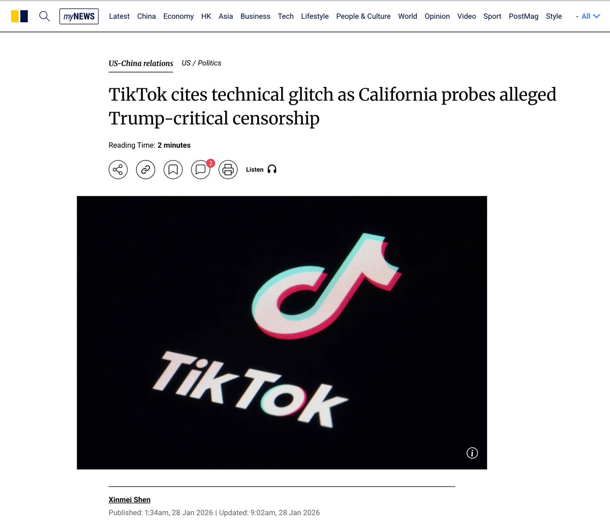 The irony writes itself.

When TikTok was Chinese-owned, Washington screamed “national security threat” because America needed to protect its freedom.

Now TikTok is under a US-controlled structure… and suddenly Americans are discovering that the only people who ever censored