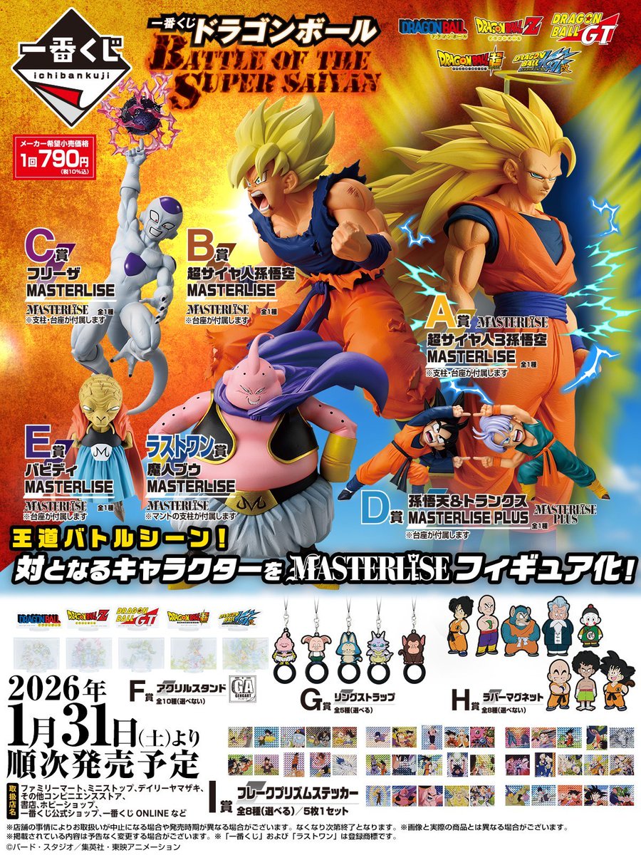 一番くじ ＃ドラゴンボール BATTLE OF THE SUPER SAIYAN 1月31日(土
