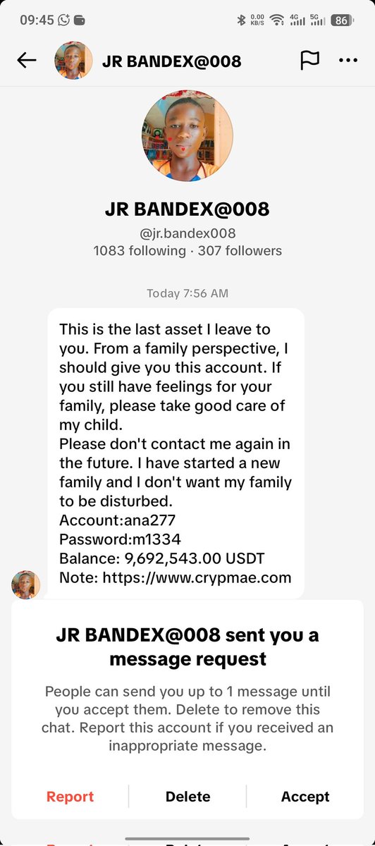 ga di X ga di tiktok, ada aja yang dm begini.
orang2 aneh.

ambil noh 162 Miliar😂