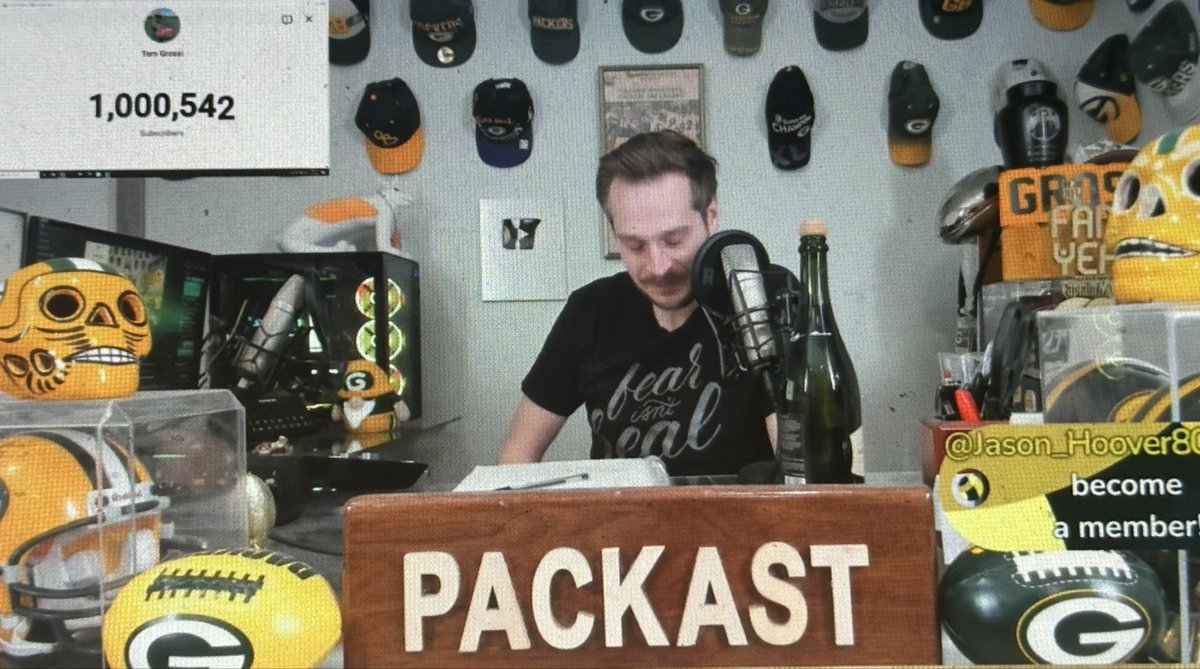 Tom Grossi just hit 1 million subscribers

10 years ago, he called me up and asked me to be on some show called Packast to talk about the Jaguars/Packers game. Said yes and didn’t think much of it at the time. Never heard of him before or the show but immediately loved the man