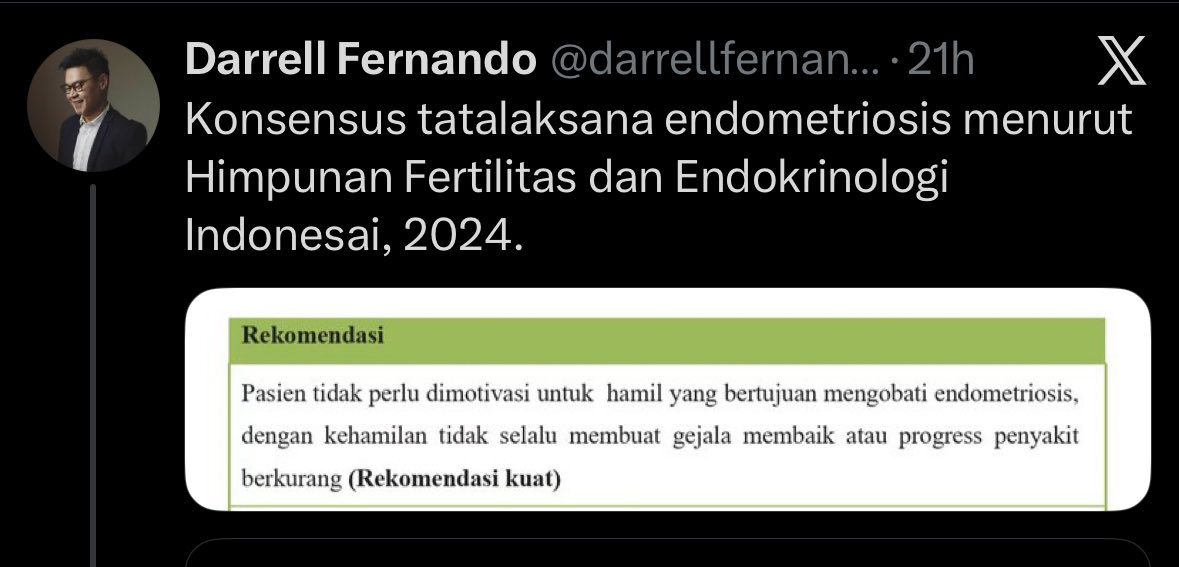 aan__'s tweet photo. Kalo saya setuju sama dokter @darrellfernando. Beliau spesialis obgyn konsultan fertilitas endokrinologi reproduksi 🫡🙏🏻 https://t.co/292bJvFE1g