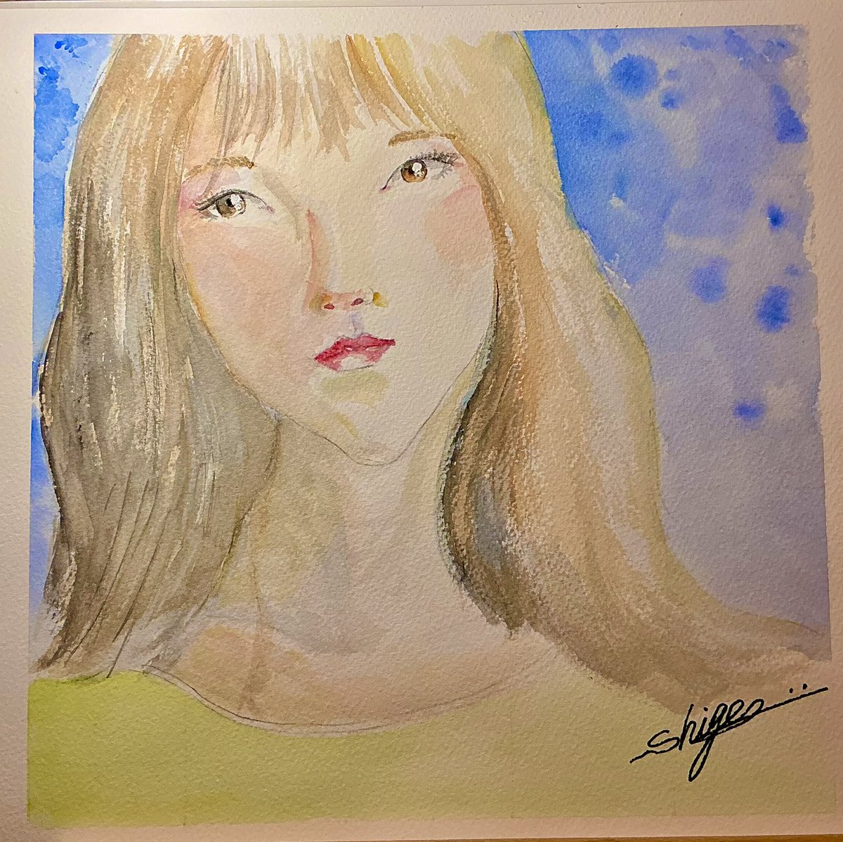 水彩絵、人の顔 48】Watercolor portrait (transparent watercolor) ○ Realistic