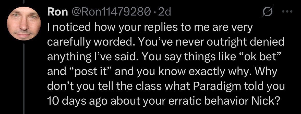 nicklopiccolo's tweet image. This pro-Tony Khan account, that posts things that only Tony Khan would know, followed BJ Bethel and other Tony co-conspirators, followed TK bot armies, is Muslim, anti-trans, anti-Jade Cargill, anti-all of the same people as TK, immediately mass deleted his posts and locked his…