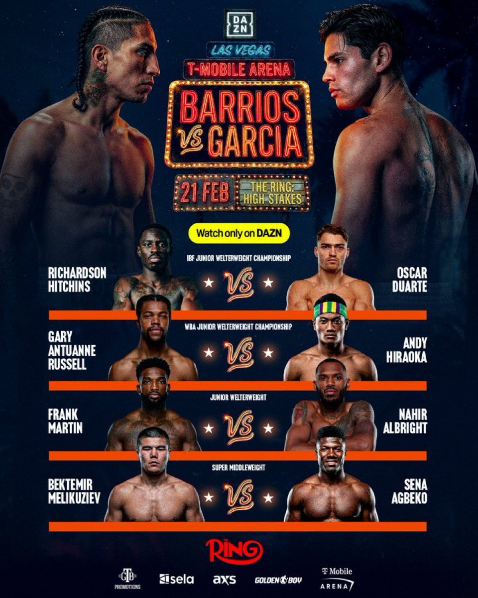 MikeCoppinger's tweet image. The Mario Barrios-Ryan Garcia undercard is set and includes two title fights at 140 pounds: 

Richardson Hitchins vs. Oscar Duarte

Gary Antuanne Russel vs. Andy Hiraoka
