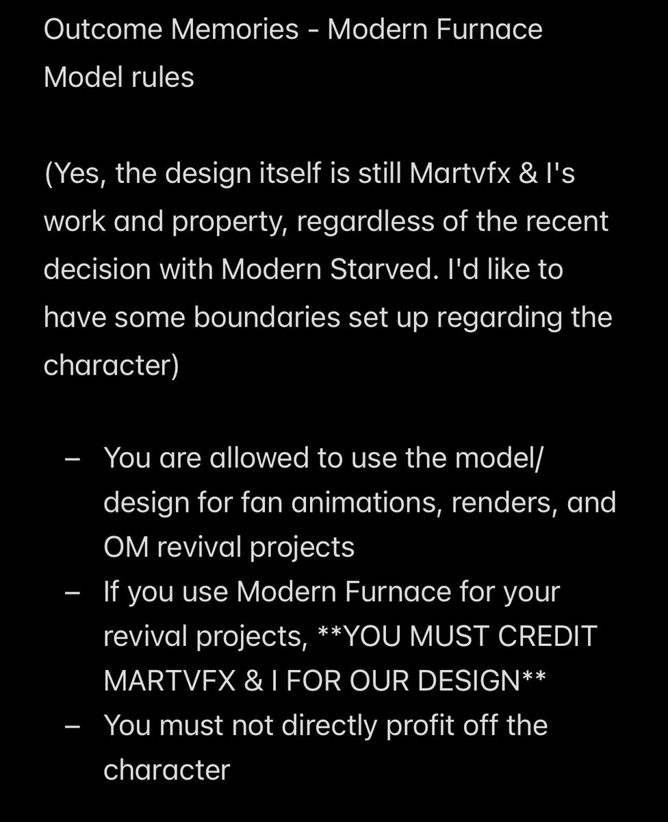 __Exptic's tweet image. I was recently made aware that the OM Modern Furnace model has been made public by the modeler, so here are my rules &amp;amp; boundaries regarding the character and his usage: