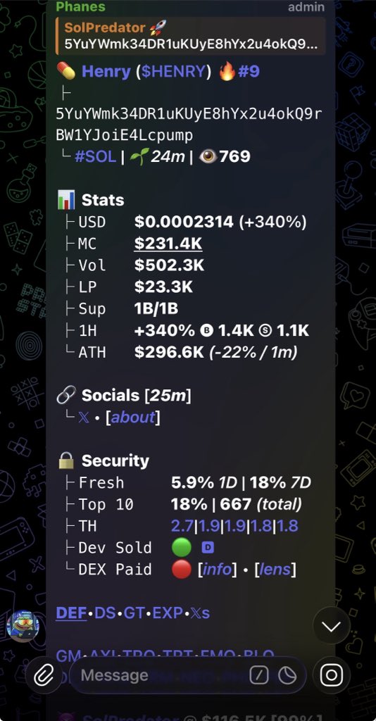 SolPredator01's tweet image. Watch your entry on $HENRY
Gamble wisely 
Ca; 5YuYWmk34DR1uKUyE8hYx2u4okQ9rBW1YJoiE4Lcpump