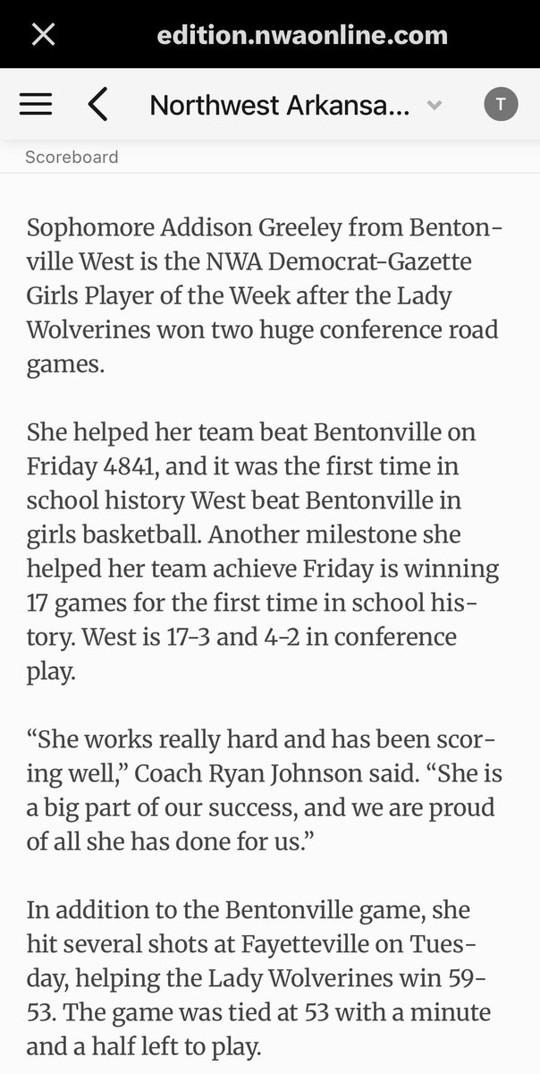 addison_greeley's tweet image. Thank you @Joshy_Jennings and NWADG! Honored to be named Player of the Week! 

@BWHS_WBB @hkhealy @ARPrepSports