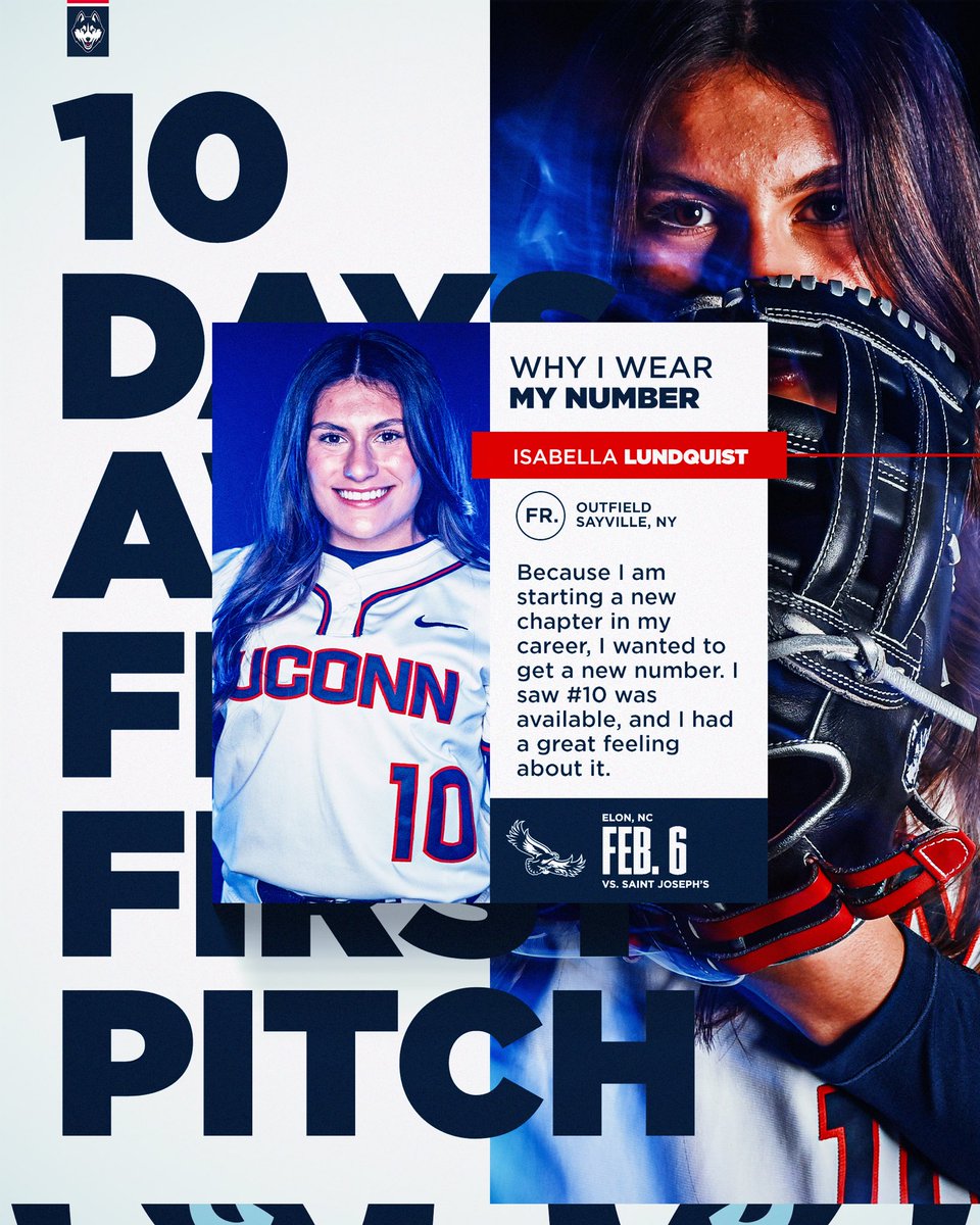 UConnSoftball's tweet photo. Just 10 more days🤩

Meet today’s spotlight athlete - Isabella Lundquist, a freshman outfielder from Sayville, New York. 

#WEbeforeme https://t.co/MdjZPRCMyT