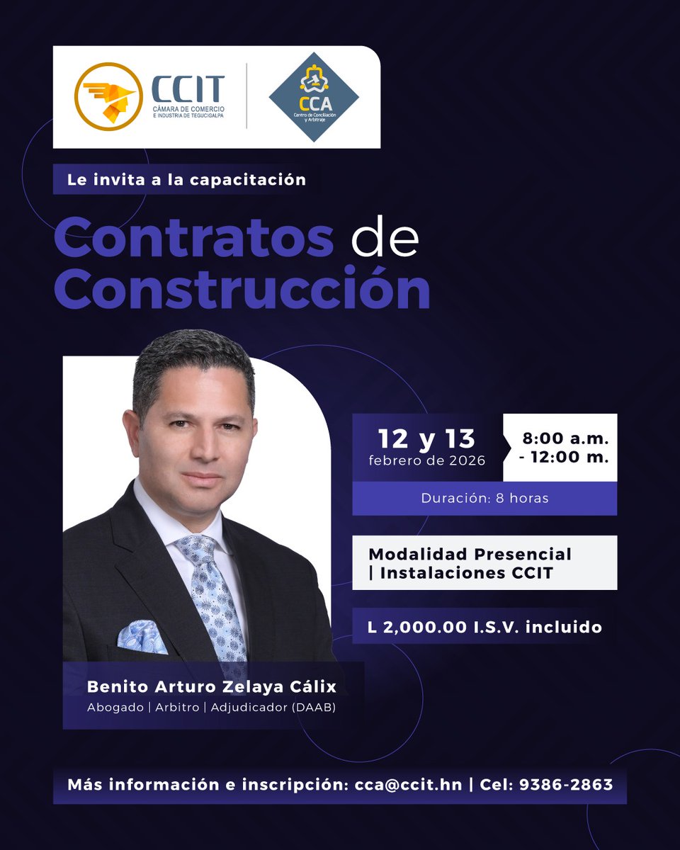 💡 Capacitación dirigida a: Abogados, ingenieros, arquitectos, gerentes de proyecto, funcionarios públicos, desarrolladores inmobiliarios, contratistas y profesionales vinculados al sector construcción.

Inscríbase ahora ⬇️
forms.office.com/r/AJxh2xGVqs

Más Información:
📲9386-2863