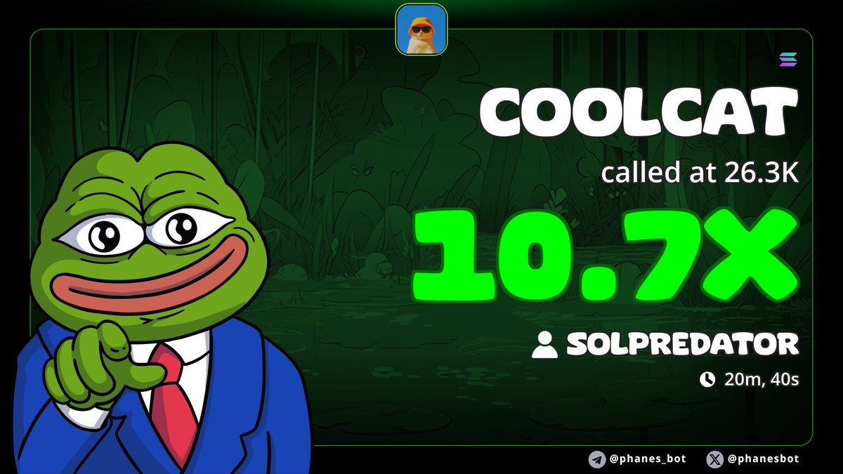 SolPredator01's tweet image. $COOLCAT keeps running 🐸
5.7 → 10.7x 🔥
Conviction pays

#helevier #LovelslandUK #Crypto #Sol
#DOGE #memecoins #zeudiners #USA