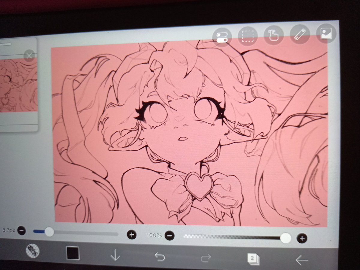Lineart listo! Que opinan?, siento que no se parece mucho a chibidoki pero me esta gustando como para abandonarlo y empezar otra vez/Lineart ready! What do you think?, I don't feel like it looks much like chibidoki but I'm liking it too much to abandon it and start it again #WIP