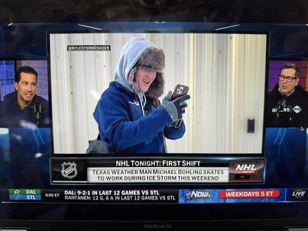 A life dream was achieved today. 13 years after hanging up the skates, I finally made it on NHL Network. <a href="/NHLMedia/">NHL Media</a> showed this weekend’s video of me skating to work today. They even mentioned HHH! Wichita Falls getting some love. Very happy day. #txwx #hockey