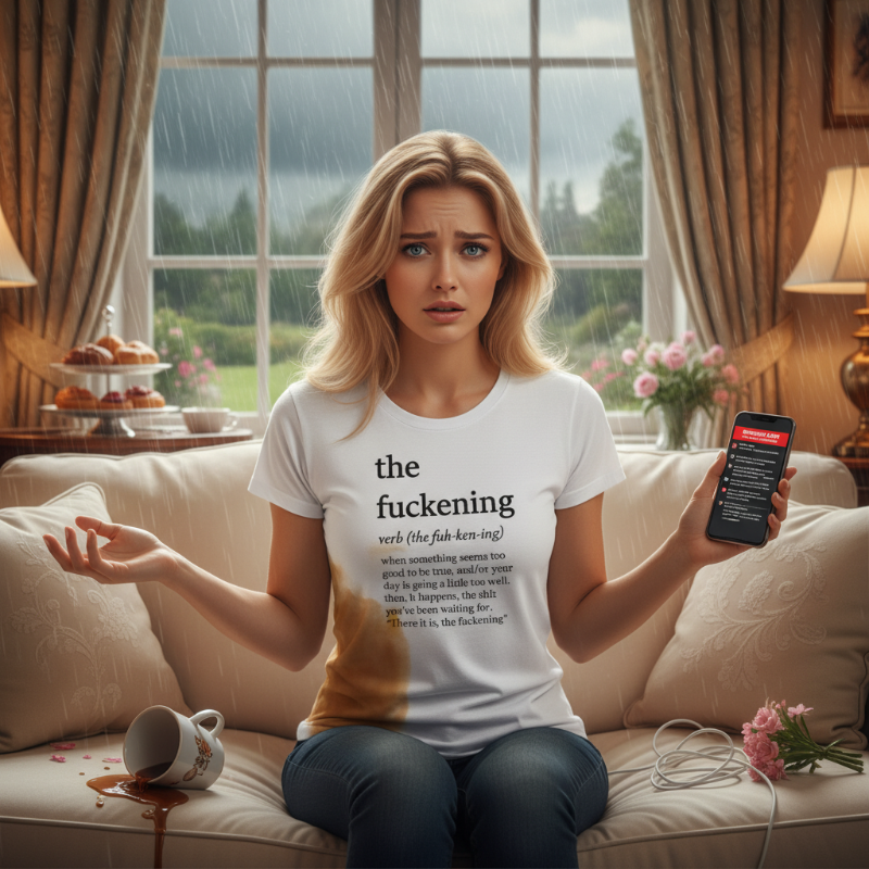 JoyTittle's tweet photo. Be honest: How many times have you thought 'this is going TOO well'... right before the fuckening?

This shirt gets it, and so should you.  
Who's ready to wear the warning?