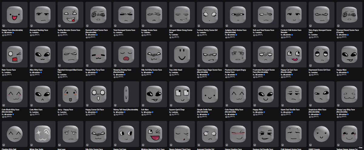 LukasThePickle's tweet image. Roblox is forcing all static faces offsale and removing them from users' inventories unless we update them to be dynamic.

For a while now I have been running the @LastinkerRoblox group, but sadly Roblox is releasing this update and forcing me to quit. 💔