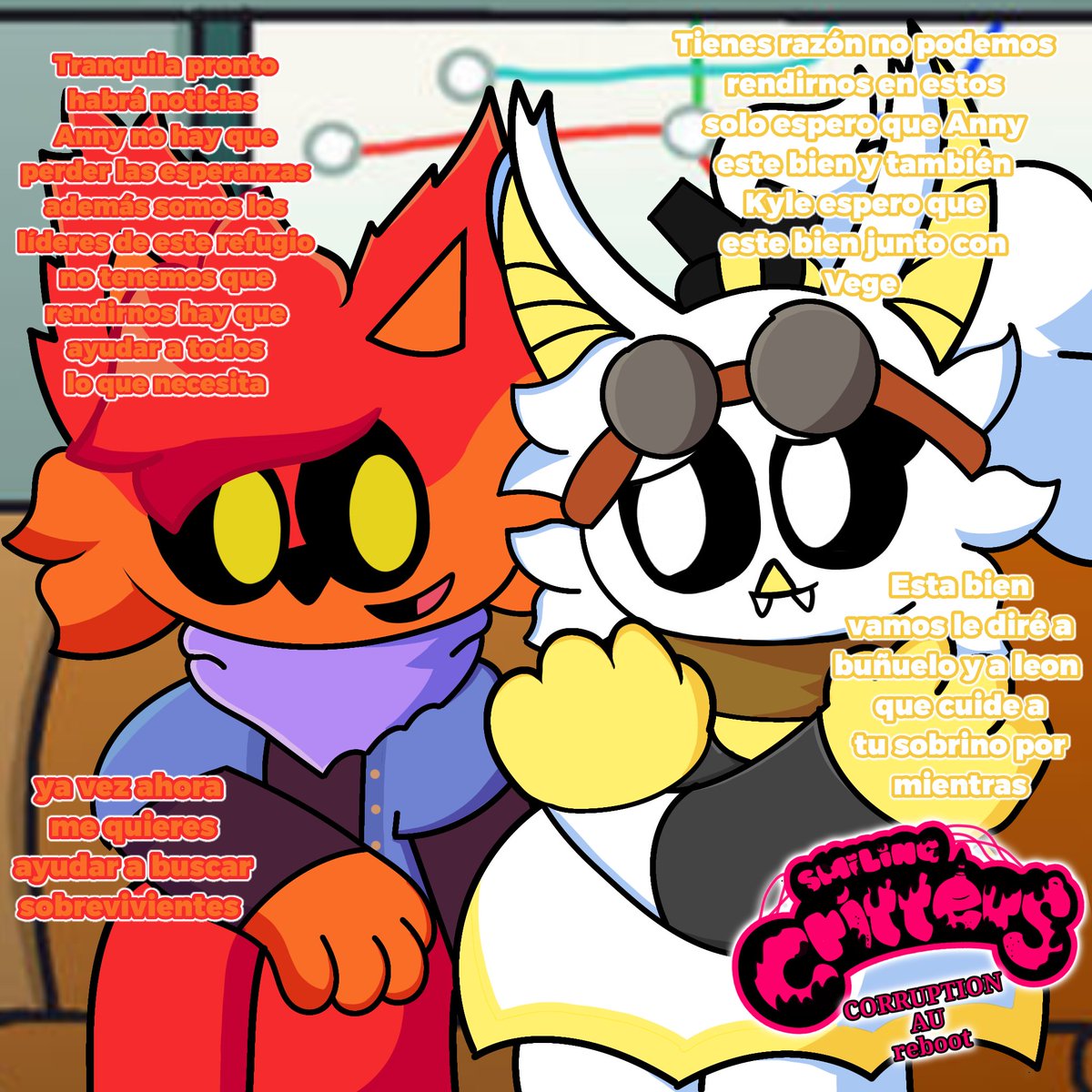 Alex siempre está atento en motivar y ayudar a los que están en el refugio
"Ira junto con Iris a encontrar a Anny y tiene buscar a Kyle con Vege"
Iris(<a href="/Amaya_Asahi/">🐈‍⬛ anny y sus amigos 🩶</a>)
#smilingcritteroc #SmilingCrittersAU