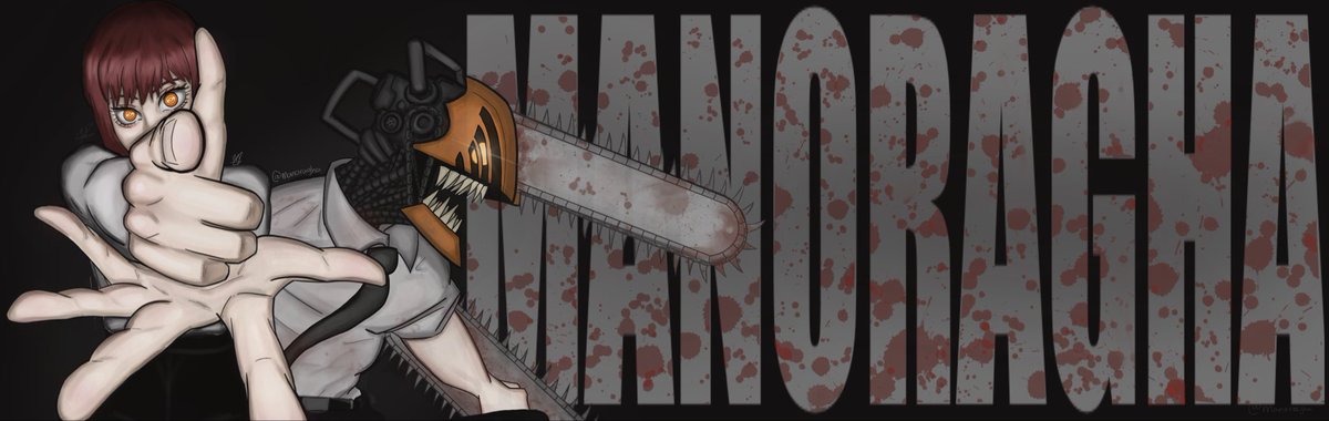 MANORAGHA's tweet photo. Chainsaw Man inspired banner! 

(I went through so many different versions lol) https://t.co/XU7RxuV7Qr