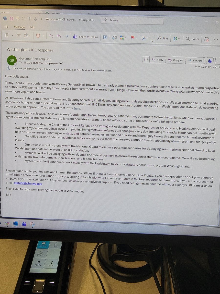 GOPusername's tweet photo. @TomFitton 🚨MUST READ!!!🚨

GOVERNOR OF WASHINGTON STATE THROWS HIS HAT IN THE INSURECTION RING.  

THIS LETTER WAS SENT TO ALL WA STATE EMPLOYEES TODAY. https://t.co/leuGjUE1Y7