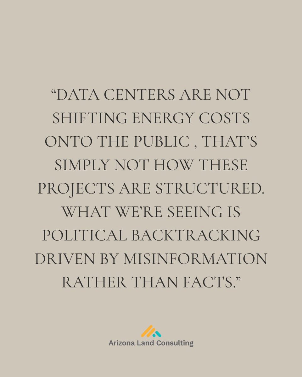 anitavlallian's tweet image. 65 Arizona industry leaders.

One open letter.

One shared goal: Arizona’s energy future.

As our state navigates complex energy decisions, we wanted to share key facts: Data centers fund their own power infrastructure without burdening ratepayers. They create jobs, generate tax…