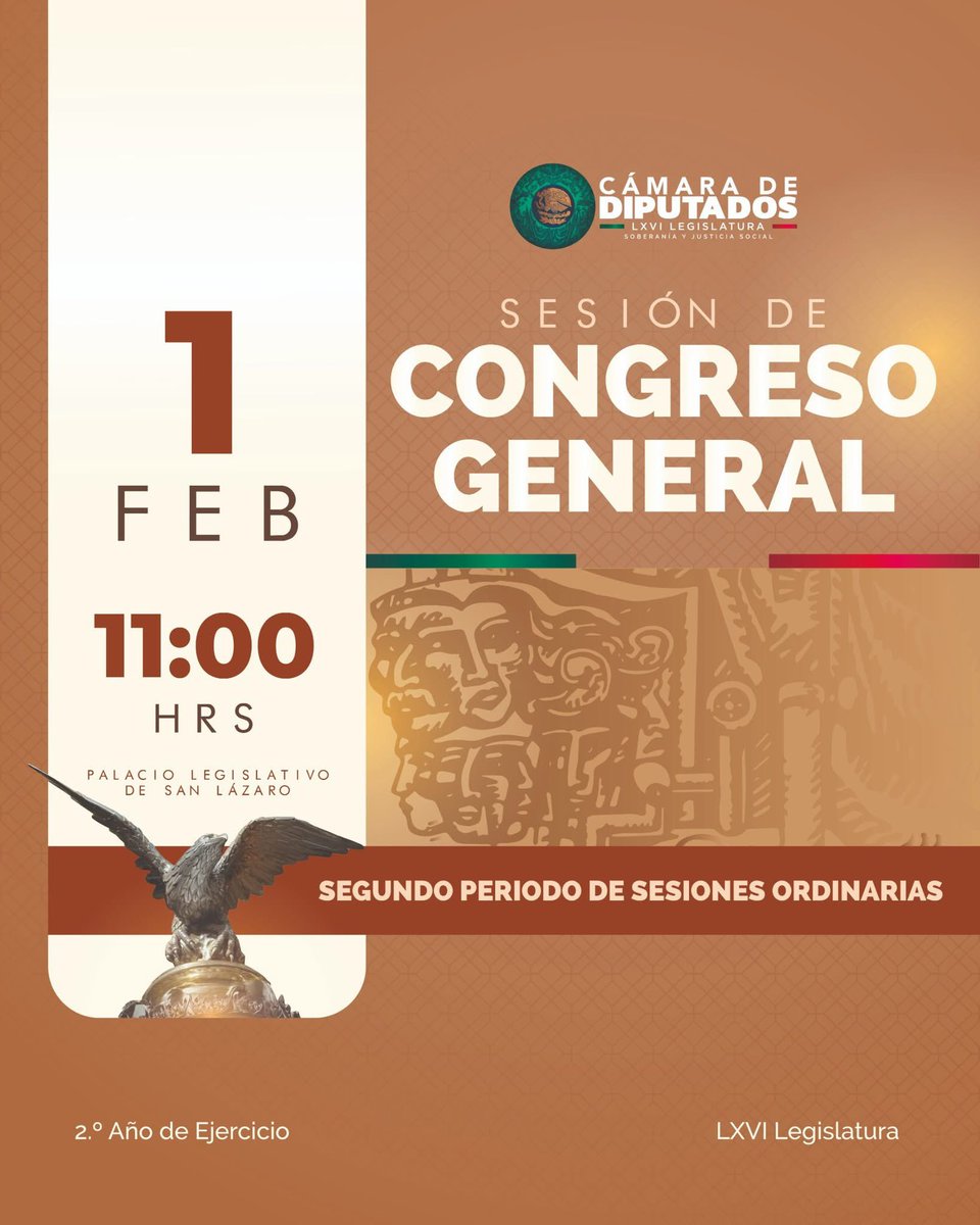 julioc_moreno's tweet photo. Este 1 de febrero inicia la Sesión de Congreso General, con la que dará inicio el Segundo Periodo de Sesiones Ordinarias de la LXVI Legislatura.

Las y los @DiputadosMorena refrendamos nuestro compromiso de seguir legislando con responsabilidad, diálogo y una visión más humanista de país.

#JCM