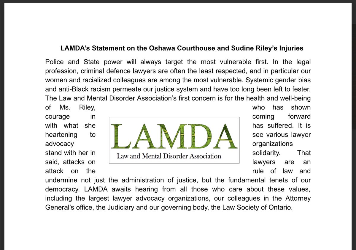 LAMDACANADA's tweet photo. LAMDA’s Statement on Oshawa Courthouse safety concerns https://t.co/5UjIRnkt2H
