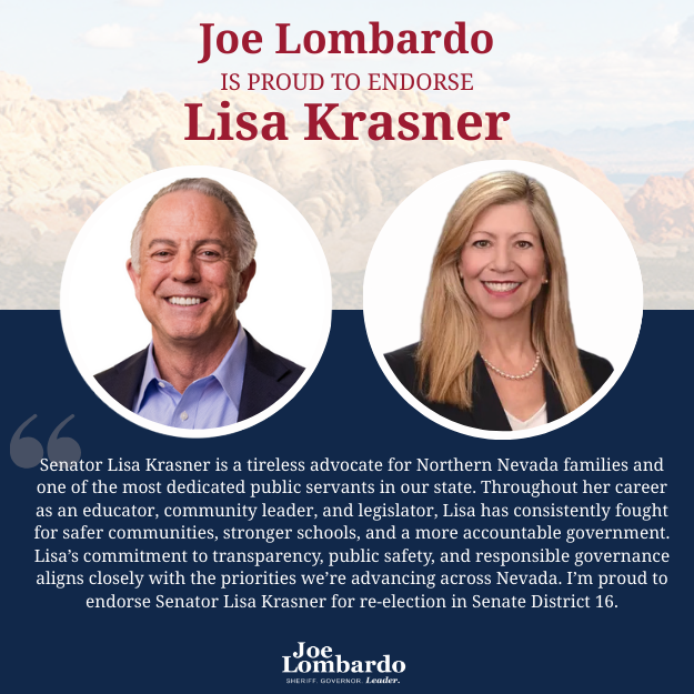 Proud to endorse <a href="/LisaKrasner4NV/">Lisa Krasner, JD; BA</a> for reelection in Senate District 16!

My full statement here: