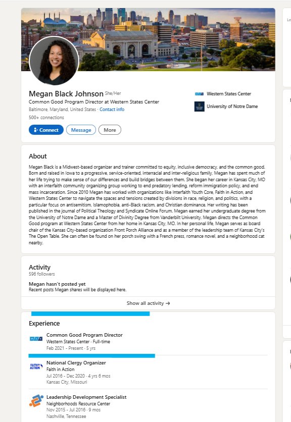 labtechleigh's tweet image. CONFIRMED:  Megan Black (now Megan Black Johnson) in the Signalgate donor spreadsheet is the person who is Common Good Program Director at Western States Center. 

WSC ties to States at the Core (leaders Eric Ward and Jill Garvey) and Protect RP,  two groups leading anti-ICE…