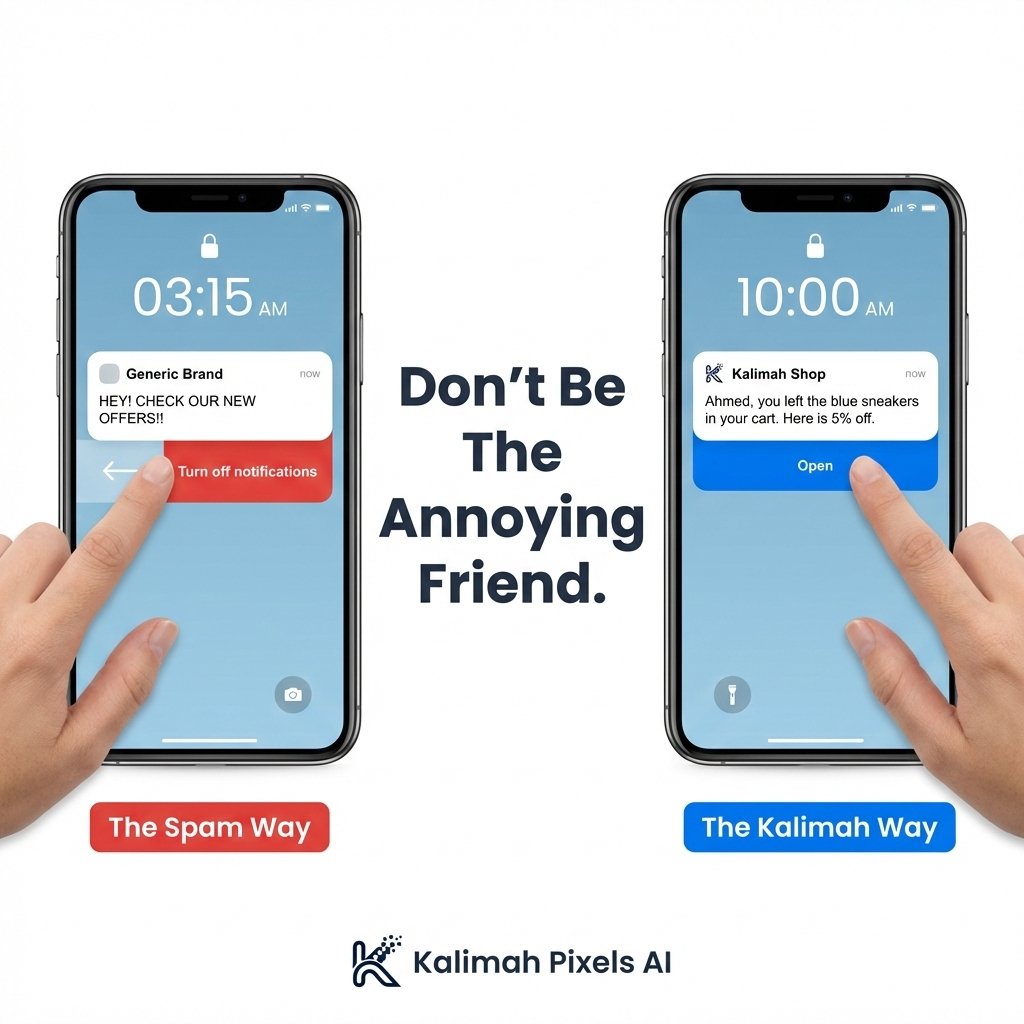 KalimahPixelsAI's tweet photo. Sending the same Push Notification to 100% of your users is lazy marketing. 📢

It leads to:

Low Click-Through Rate (CTR).

High Uninstall Rate.

Use Segmentation. Send the right message to the right person at the right time. 🎯

#Marketing #Tech #Startup #KalimahPixelsAI https://t.co/rQ3slzUwqu
