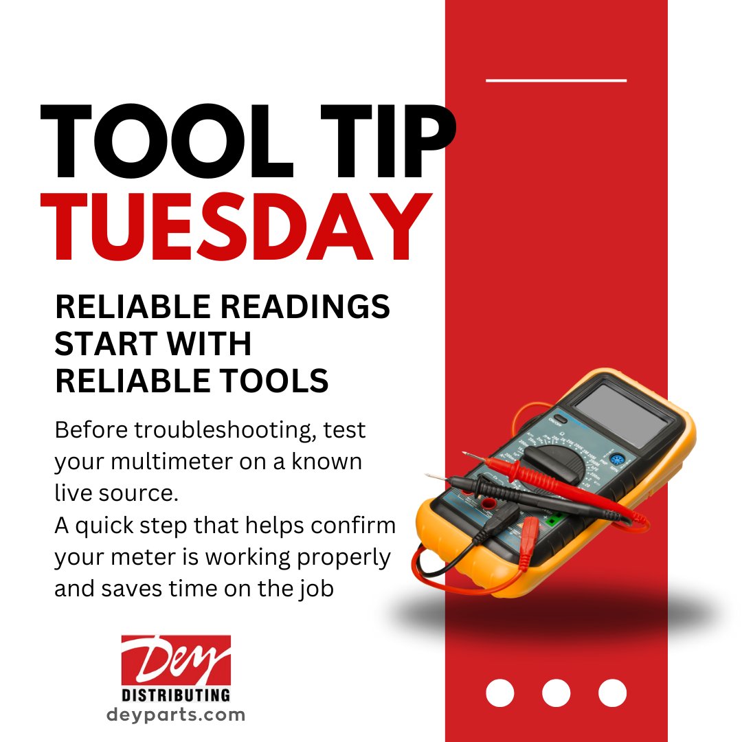 Before troubleshooting, test your multimeter on a known live source. A quick step that helps confirm your meter is working properly and saves time on the job.
🔧 Reliable readings start with reliable tools
📍 Need a dependable multimeter? Ask our counter team
#Multimeter #HVAC