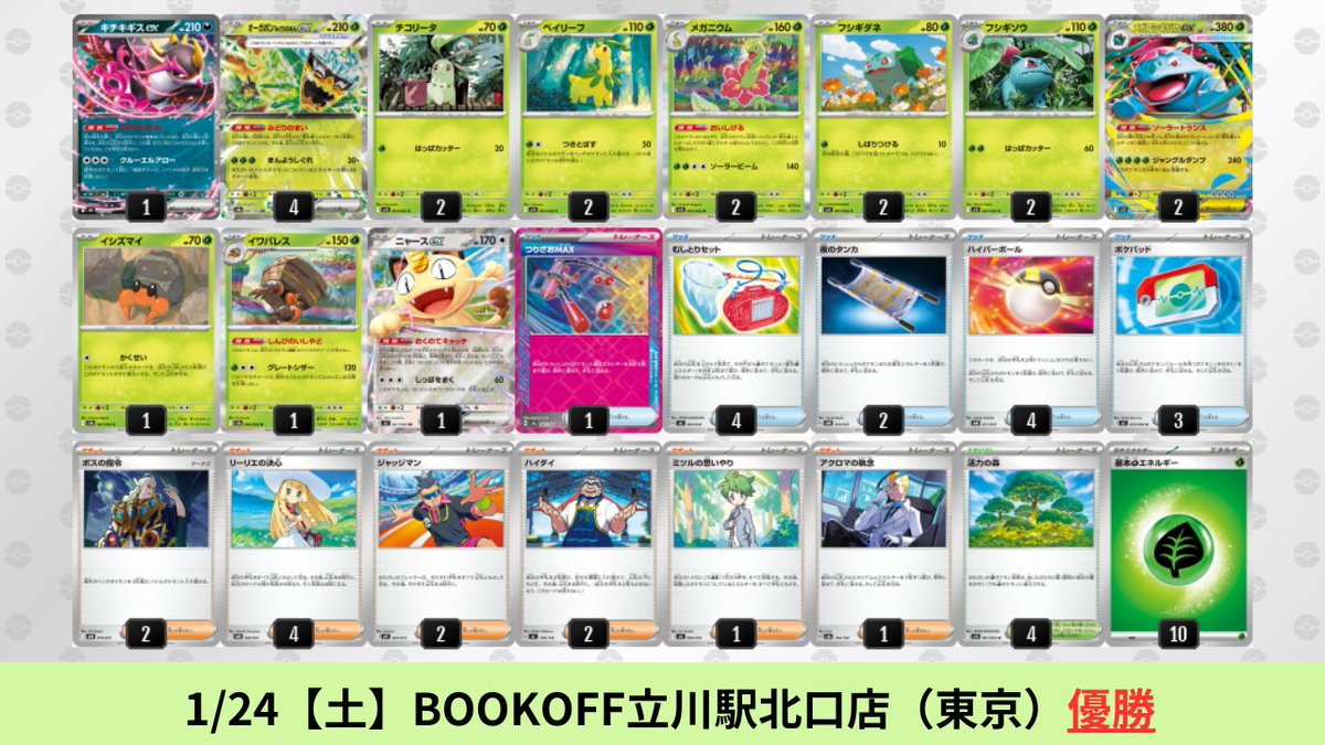 ムニキスゼロ環境 メガフシギバナexのシティリーグ優勝デッキを掲載