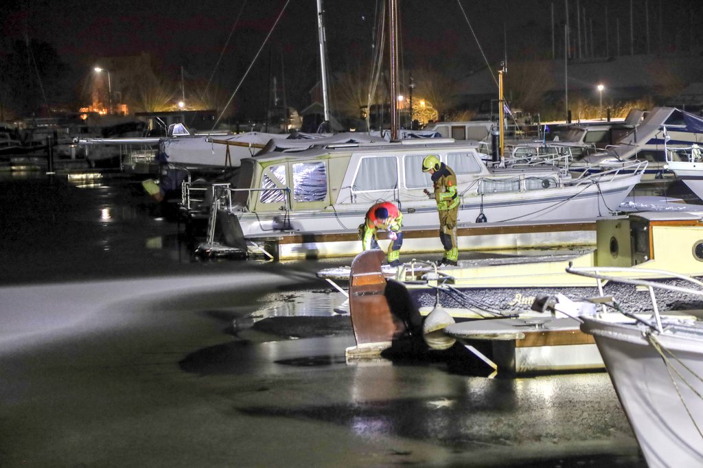 Brandweer bevrijdt hond op ijs in Drachten