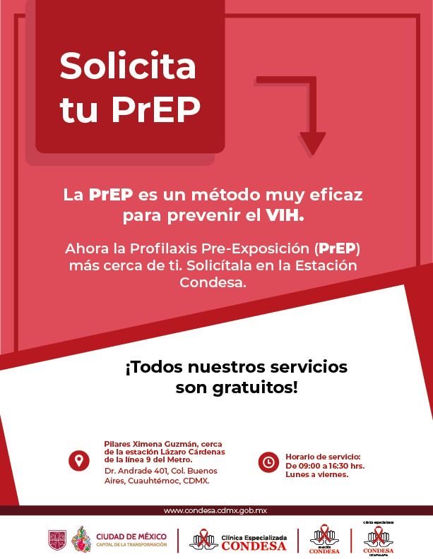 ¿Sabías que…? 👀

La Profilaxis Pre-Exposición (PrEP) 💊está disponible en la Estación Condesa.😯

Acércate, refuerza tus acciones preventivas ante el VIH y mejora tu salud sexual.🫂