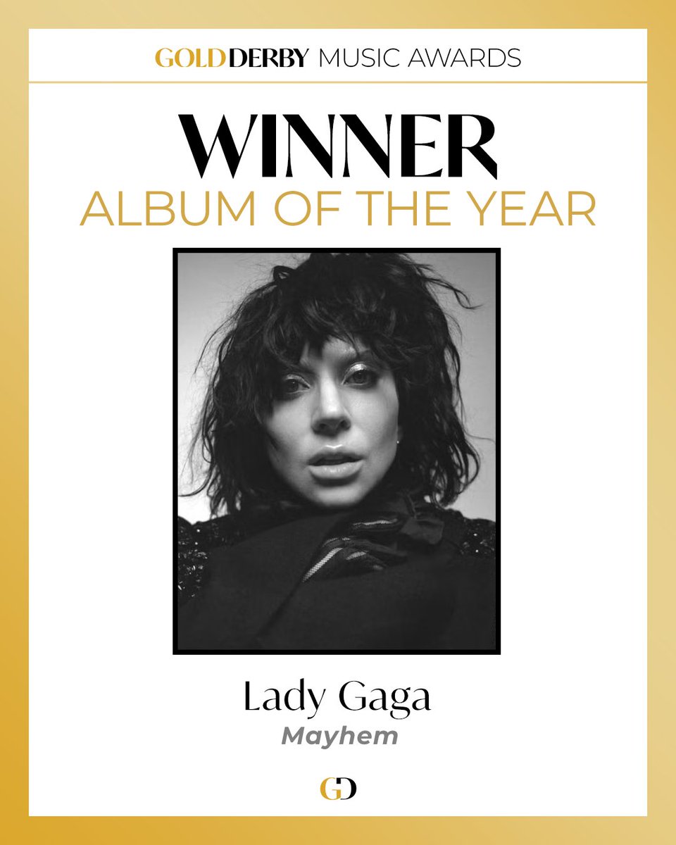 Finally, #Mayhem by Lady Gaga is your 2026 Gold Derby Music Awards Album of the Year. 🏆️

See the full list of winners: bit.ly/gdmusic26