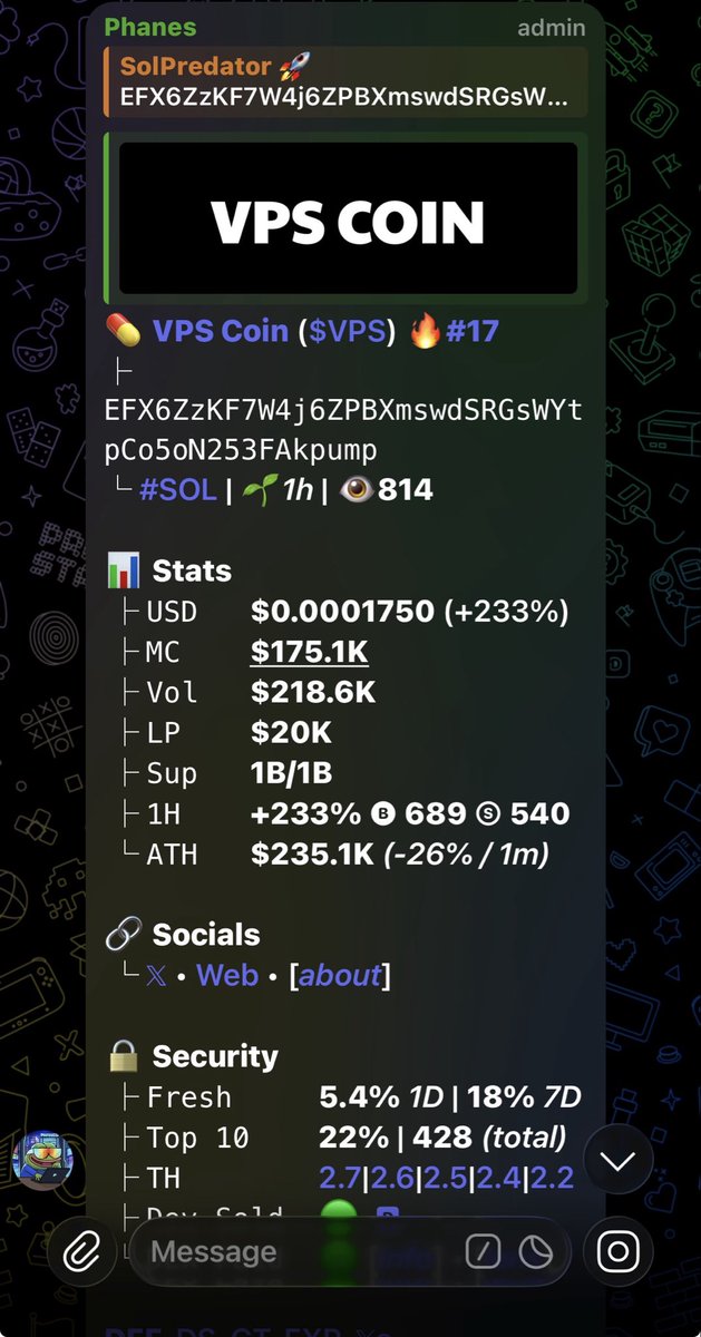 SolPredator01's tweet image. Watch your entry on $VPS
Gamble wisely 
Ca; EFX6ZzKF7W4j6ZPBXmswdSRGsWYtpCo5oN253FAkpump