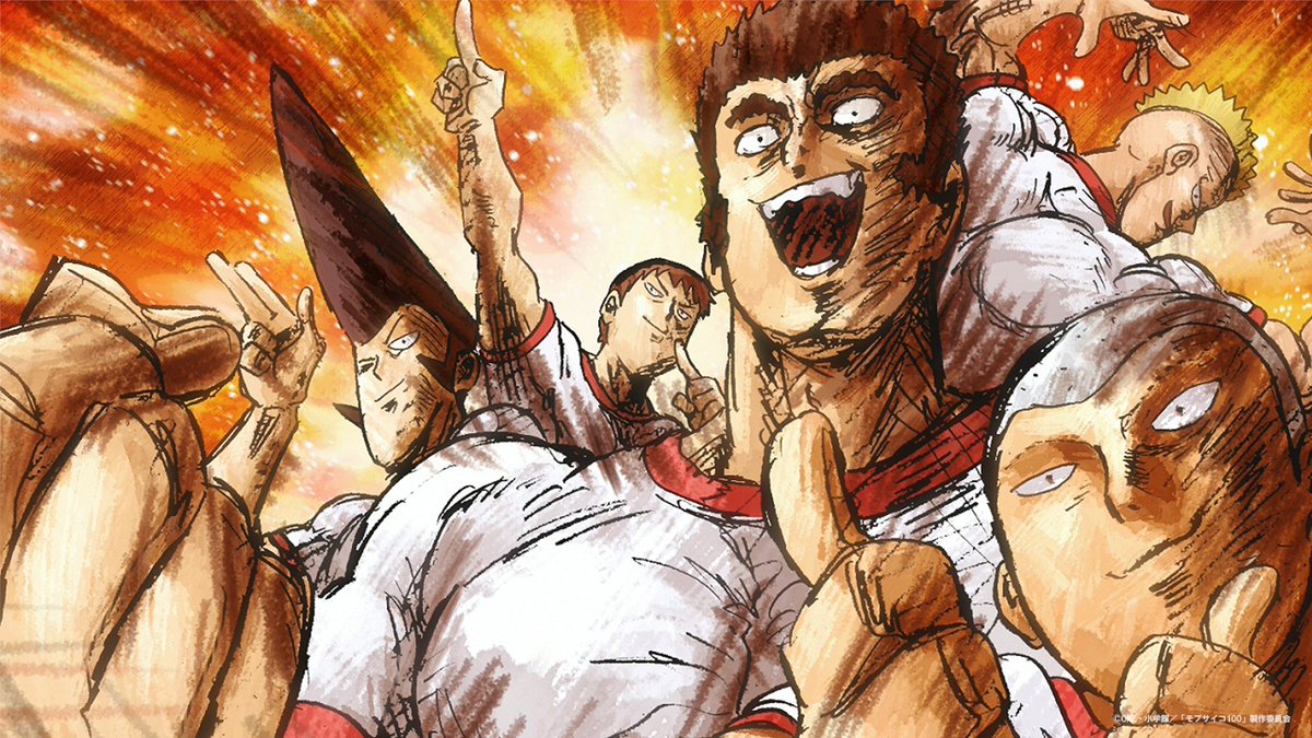 wb_anime's tweet photo. 今日は #肉の日 ということで…
モブが通う中学校の肉体改造部の、美しい筋肉をお届けいたします。
中学生とは思えない肉体美💪

In Japan, it’s Meat Day 🍖
The Body Improvement Club from Mob’s school.
Hard to believe they’re middle schoolers 💪

📺モブサイコ100 シリーズ / Mob Psycho 100 series
https://t.co/7u803yCYC6
#wbj_anime　#モブサイコ100　#mobpsycho100